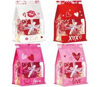 Pajean 28 Pack Valentines Day Gift Bags with Tin Tie Lock, Plastic Valentines Candy Goodies Bags Red Pink Heart Shaped Treat Favor Bag Cookies Packaging Bag for Wedding Holiday Party Gift Giving