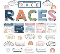 Pajean 46 Pcs Boho Races Writing Strategies Posters Classroom Decoration Writing Process Bulletin Board Boho Alphabet Cutout with Sentence Beginning for Wall Decor Back to School Supplies