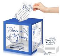 Pajean 50 Pcs Greenery Share a Memory Cards for Collections of Life Memory Guest Cards Box Ideas for Funeral Graduation Wedding Bridal Shower Birthday Anniversary Retirement(Blue)