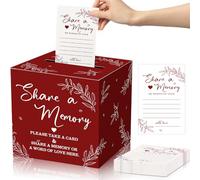 Pajean 50 Pcs Share a Memory Cards for Collections of Life, Memory Cards Box for Guest Ideas Funeral Graduation Wedding Bridal Shower Birthday Anniversary Retirement(Red)