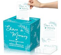 Pajean 50 Pcs Share a Memory Cards for Collections of Life, Memory Cards Box Guest Card Ideas for Funeral Graduation Wedding Bridal Shower Birthday Anniversary Retirement (Blue)