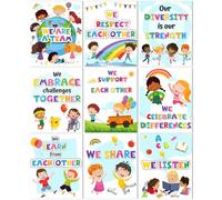 Pajean 9 Pcs Rainbow Multicultural Classroom Decorations, Inclusive Teacher Posters for Back to School Preschool & Elementary