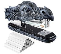 Pajean Dragon Head Stapler with 2000 Staples, Novelty Resin Figurine Stapler, Desktop Stationery Supplies Decor for School Office Home