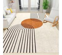 PAJEON Bohemian Mid Century Abstract Orange Geometric Sun Lines Area Rugs, 60 x 90 cm Indoor Non-Slip Kids Rug, Machine Washable Carpet, Breathable Durable Mat for Living Room Decor