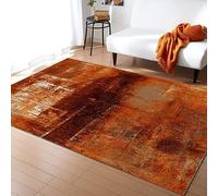 PAJEON Burnt Orange Abstract Geometric Oil Painting Art Area Rugs, 60 x 90 cm Indoor Non-Slip Kids Rug, Machine Washable Carpet, Breathable Durable Mat for Living Room Decor