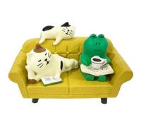 PAJH Miniature Frog Cat Figurines Collection Cute Home Office Desk Decor Gifts for Women