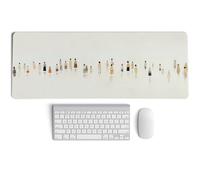PaJiaNi Beige Summer Beach Mouse Pad,XL Large Art Minimalist Abstract People Desk Mat,Aesthetic Calming Beach Crowd Desk Mat for Home Office Dorm Desktop Decor,31.5x11.8 Inch