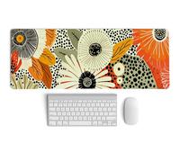 PaJiaNi Boho Mid-Century Modern Floral Mouse Pad,XL Large Art Aesthetic Retro Abstract Flower Desk Mat,Summer Colorful Botanical Flower Mousepad for Home Office Dorm Desktop Decor,31.5x11.8 Inch