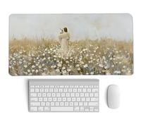 PaJiaNi Christian Mouse Pad,Jesus Religious Mouse Pad,Large Vintage Easter Decor Desk Mat,Jesus Find The Lost Lamb,White Floral Desk Mat,Religious Gifts Christian Gifts for Women,25.6x11.8 in