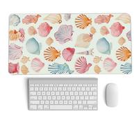 PaJiaNi Ocean Themed Mouse Pad,Colorful Seashells Mouse Pad,XL Large Ocean Beachy Seashell Desk Mat,Girly Summer Coastal Gaming Pads,Girly Laptop Desk Mat,Summer Beachy Desktop Decor Art,23.6x11.8 in