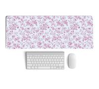 PaJiaNi Pink Chinoiserie Mouse Pad,Vintage Pink and White Floral Desk Mat,XL Large Vintage Flowers Preppy Mouse Pad,Girly Laptop Desk Mat for Dorm Home Office,31.5x11.8 Inch