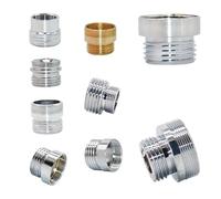 PAJPXPCD 2pcs Brass 1/2inch x M16 M18 M24 M28 Thread Connector Silver Water Faucet Connector for Bathroom Kitchen(Brown)