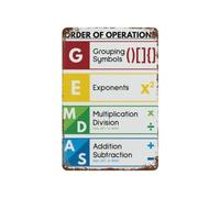 PAJPXPCD Basic PEMDAS Chart Tin Sign Retro Math Poster for Tutor Gift College Dorm Study Room Wall-Art Decoration 8 X 12 inch