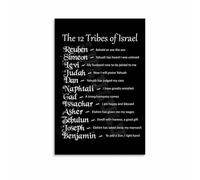 PAJPXPCD Framed Canvas: The Twelve Tribes of Israel Chart - Detailed Biblical Reference Art, Ready to Hang for Home Office, Church Foyer or as a Gift(Framed,16x24inch(40x60cm))