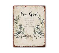 PAJPXPCD God Hath Not Given The Of Fear Scripture Metal Tin Sign Religious Wall-Art For Study Room Prayer 8 X 12 inch