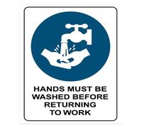 PAJPXPCD Hands Must Be Washed Before Returning To Work Warning Sign 12x8 Inch
