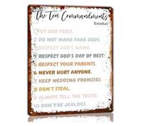 PAJPXPCD Metal Sign Ten Commandments God s Covenant Rules Clean Layout Design Classic Tin Art for College Dorm Hallway Entry Table 8 X 12 inch