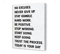 PAJPXPCD Never Give Up Wall-Art No Excuses Motivational Canvas Print Inspirational Quote for Gym Office Home Decor(Framed,16x24inch(40x60cm))