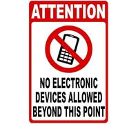 PAJPXPCD No Electronic Devices Beyond This Point Funny Metal Sign 8 X 12 in