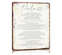 PAJPXPCD Psalm 103 Metal Wall-Art Praise the Lord Forget Not His Benefits Distressed Finish Design Vintage Tin Sign for Reading Nook Den Bathroom 8 X 12 inch