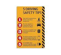 PAJPXPCD Safe Driving Poster Defensive Tips Car Accident Prevention Guide Essential Rules for Drivers Road Wall-Art Decor(Unframed,12x18inch(30x45cm))
