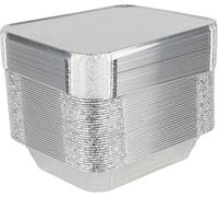 PAK of 100 PCS | Aluminium Container | 6x5x2 Inch Aluminium Foil Pans with Lids | Disposable for Cooking, Baking & Storage. UK NO-2 | (150 X 120 X 50 MM) |