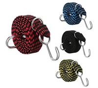 PAKEY Bungee Cords with Hooks Heavy Duty Elastic Luggage Straps 4 Pack Strap Tarpaulin Fixings Rubber Nylon Cords for Bike Trucks Trailer and Camping, Multi-coloured