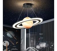 Astronaut Modern Pendant Light, Dimmable Creative LED Kids Room Planet Hanging Chandelier, Nursery Ceiling Lighting, LED Children's Room Lam (3 Colour Dimmable)
