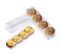 pakiper Clear Favor Boxes,Chocolate Macaron Gift Boxes with Inserts,50 PCS Clear PET Plastic Gift Favor Boxes Candy Cookies Treat Boxes for Christmas,Wedding,Baby Birthday Party 6.3"x1.5"x1.4"