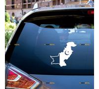 Pakistan Flag Map Outline Sticker Decal Vinyl - 2 Pack White 10.2cm - for Car Boat Laptop Cup No Background Die-Cut