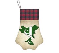 Pakistan Flag Map03 Print Christmas Dog Paw Pet Sock Holiday Fireplace Decor Xmas Seasonal Supplies Gift