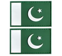 Pakistan Flag Patch Pakistan PVC Rubber Hook & Loop Fastener Patch for Hats, Tactical Bags, Jackets, Clothes Patch Team Military Patch( 2 Pack)
