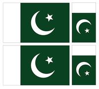 Pakistan Flag Vinyl Sticker, 4 Pack, Multi-Colour, Waterproof Decal for Car, Van, Laptop, 100x60mm and 60x36mm