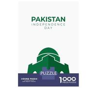 Pakistan Independence Day Minimalist Design 1000 Piece Jigsaw Puzzle, Historic Square Architecture, 1000 Pieces for Adults, for Families, Relaxing Challenge, 38x26cm/1000pcs
