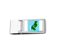 Pakistan Map Plate National Flag Country Slim Money Clip Stainless Holder Pocket Wallet