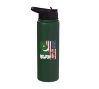 Pakistan USA Flag Distressed - Half American Stainless Steel Insulated Water Bottle