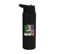 Pakistan USA Flag Distressed - Half American Stainless Steel Insulated Water Bottle