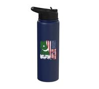 Pakistan USA Flag Distressed - Half American Stainless Steel Insulated Water Bottle