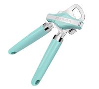 PAKITNER - Can Opener Manual, Safe Cut Heavy Duty Hand Can Opener with Magnetic Lifter, Stainless Steel with Sharp Blade Smooth Edge Can opener, Easy Big Turn Knob, with Bottle Opener, Aqua Sky