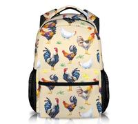 PAKKITOP Chicken Backpack for Kids Boys & Girls, 17" Cute School Backpack, Large Capacity Rooster Animal Bookbag for Students, Color 3, Custom