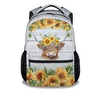 PAKKITOP Highland Cow Backpack for Teen Girls Women, 16" School Backpack, Large Capacity School Bookbag for Student, Highland Cow 1, Custom