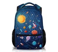 PAKKITOP Planet Backpack for Kids Boys & Girls, 17" Cute Astronaut Backpack, Large Capacity School Bookbag for Students, Color 2, 17 x 12 x 5.4 inches, Custom