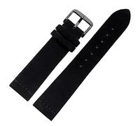 PAKMEZ Suede Leather Watch Strap 16-24mm Leather Watch Straps with Pin Buckle, Black-black, 16mm