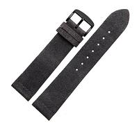 PAKMEZ Suede Leather Watch Strap 16-24mm Leather Watch Straps with Pin Buckle, Gray-black, 22mm