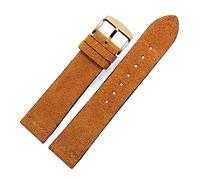 PAKMEZ Suede Leather Watch Strap 16-24mm Leather Watch Straps with Pin Buckle, Light-brown-gold, 18mm