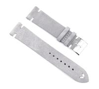 PAKMEZ Suede Leather Watch Straps 18-24mm Replacement Watchband, Gray-White Line, 20mm