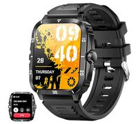 PAKRYS Men's Smartwatch, Military Fitness Smartwatch with Calls Bluetooth 2.0 Inches Smart Watch 110+ Sports Modes/430 mAh/Sleep/Heart Rate Monitor for Android IOS (Deep Black)