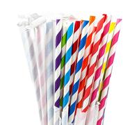 PakTalk Individually wrapped straws, 10 Assorted Color Paper Straws Disposable Drinking Straws for Craft Birthdays Weddings Party Supplies(0.24" x 8.27", 100Pack)