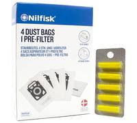 PakTrade 4 Vacuum Bags + Microfilter + 5 Fragrances Compatible with Nilfisk Elite RCL14E08A2-128350554, Elite Serie | 4 Bags, Filter, Air Fresheners, Accessories, Spare Parts