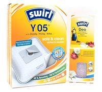PakTrade 4 Vacuum Cleaner Bags + Deodorant Beads Compatible with AEG VC-H3609ES-5T; AmazonBasics 15C | Compatible with Swirl Y05 - Y 05 | 4 Bags, Air Freshener, Accessories, Spare Parts